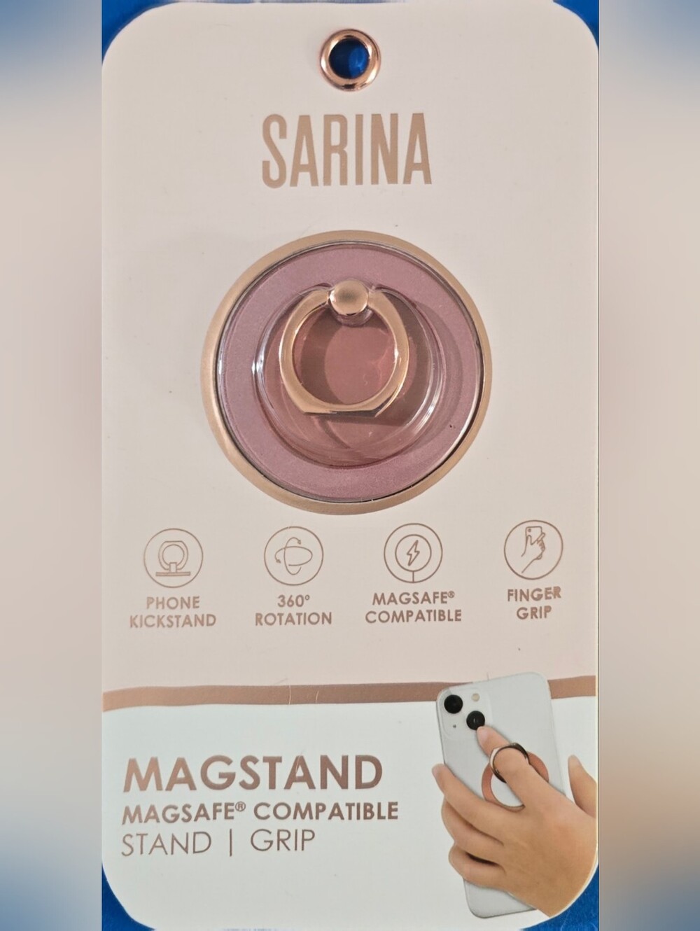 NEW Sarina MagStand MagSafe Compatible Phone Ring Grip - Rose Gold